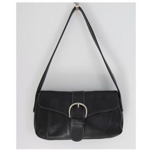 christopher kon black leather buckle bag